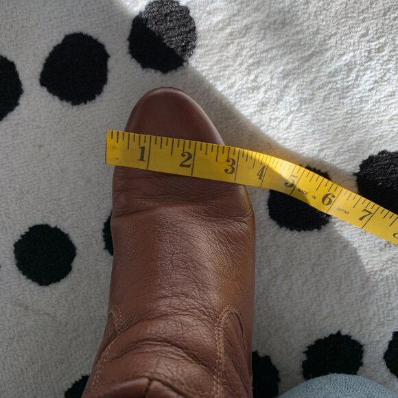 Vintage 70s Slouch Boots 38 US 7.5 Cognac Leather Retro Boho Knee High Mid Heel - Picture 14 of 15